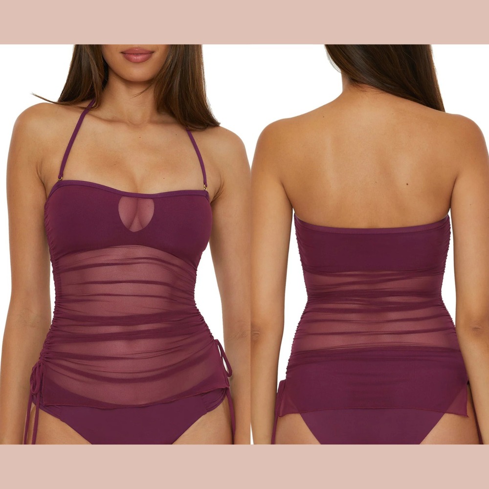 NWD $88 Becca by Rebecca [ Large ] Mesh Muse Bandikini Top in‎ Aubergine 7145